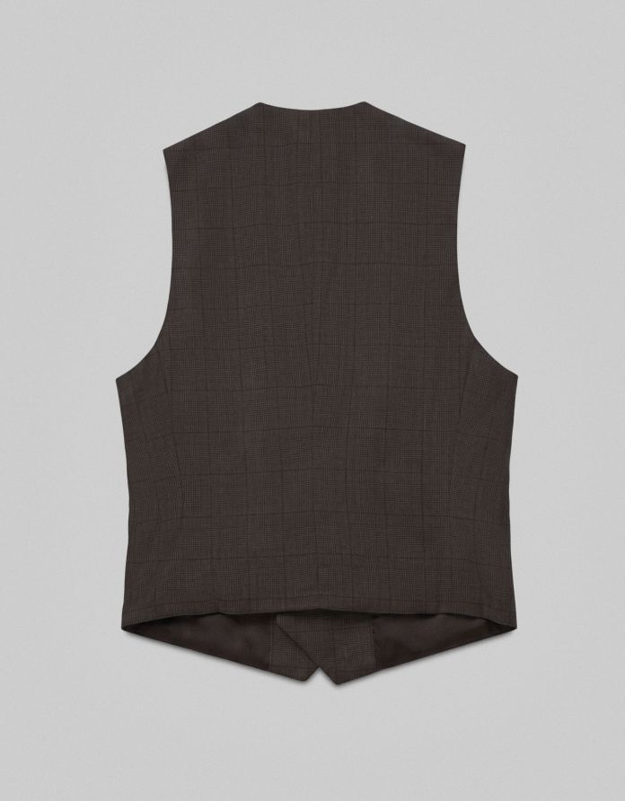 kamizelka dwurzędowa do zestawu parito brązowa slim fit