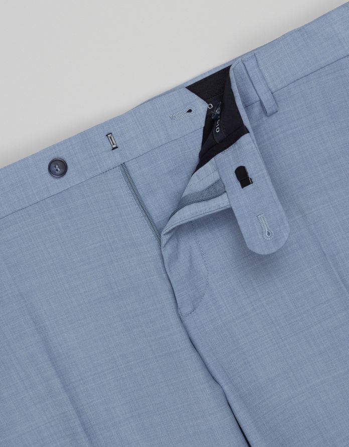 spodnie classic do zestawu bardi błękitne slim fit +