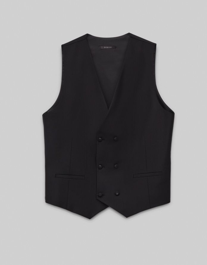 kamizelka dwurzędowa II do zestawu cesaro czarna slim fit