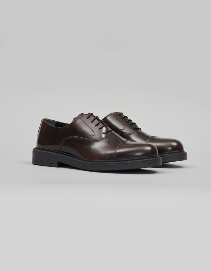 Ciemnobrązowe buty oxfordy skórzane N106