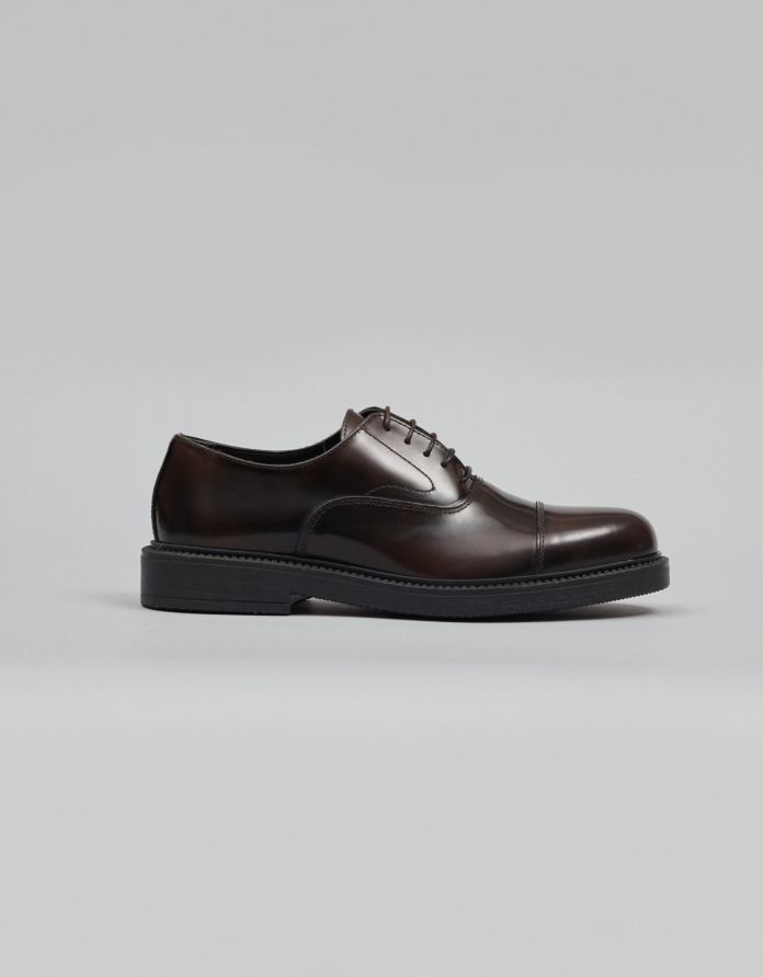 Ciemnobrązowe buty oxfordy skórzane N106