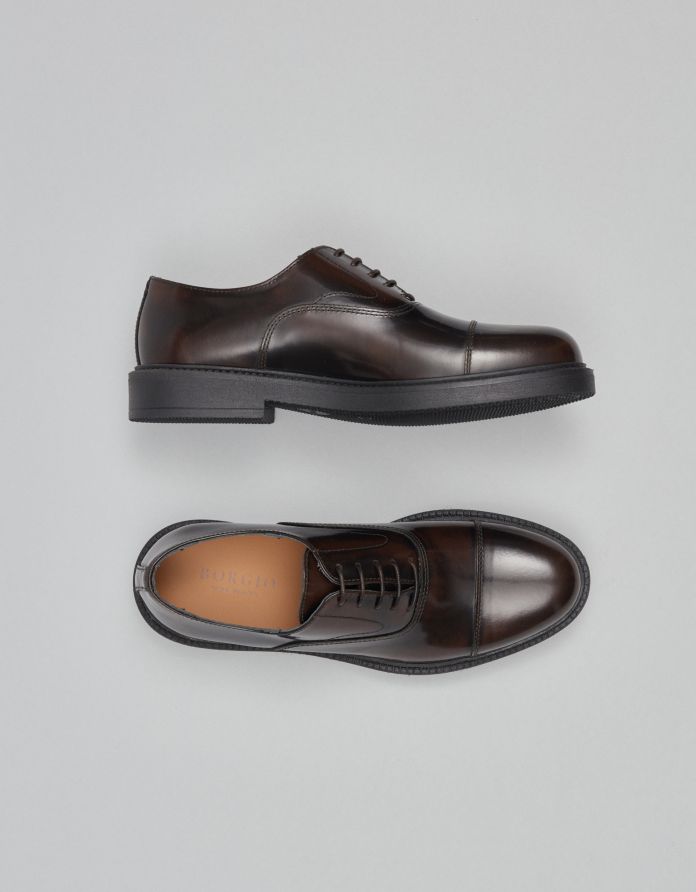 Ciemnobrązowe buty oxfordy skórzane N106