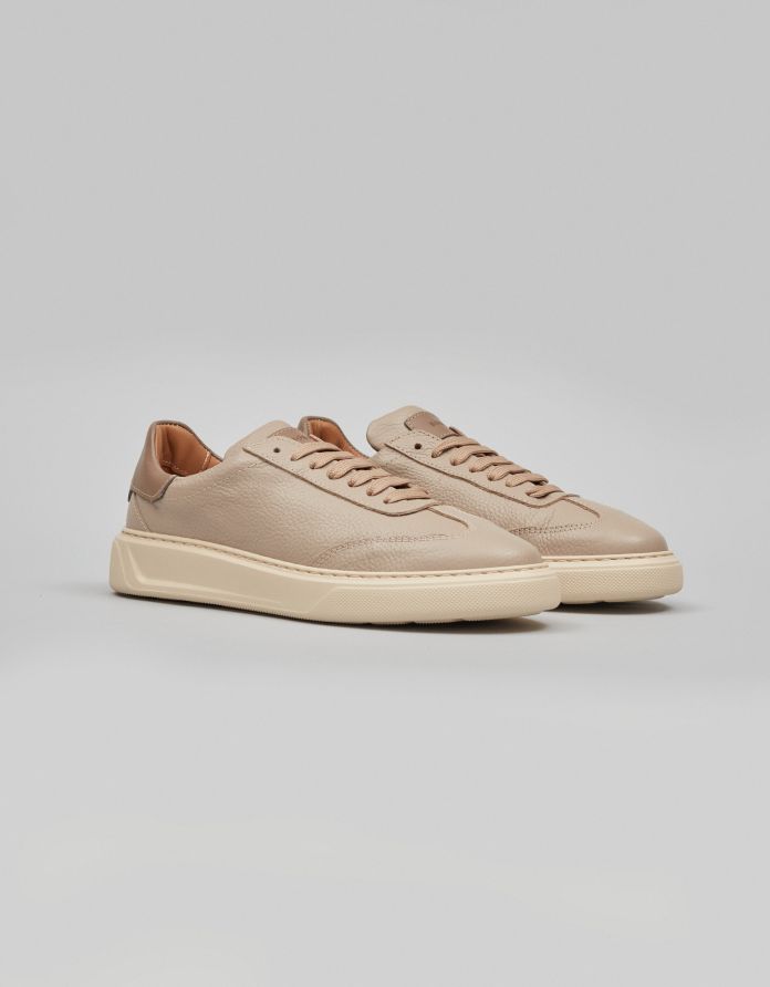 Beżowe (gi) sportowe buty skórzane N500