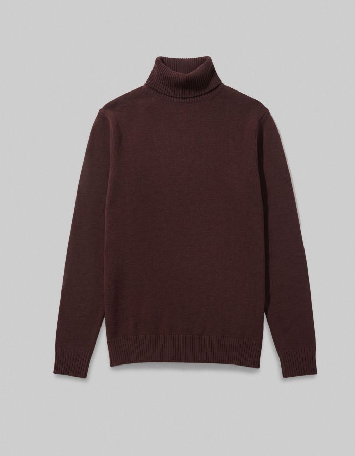 sweter z golfem godega tn bordowy