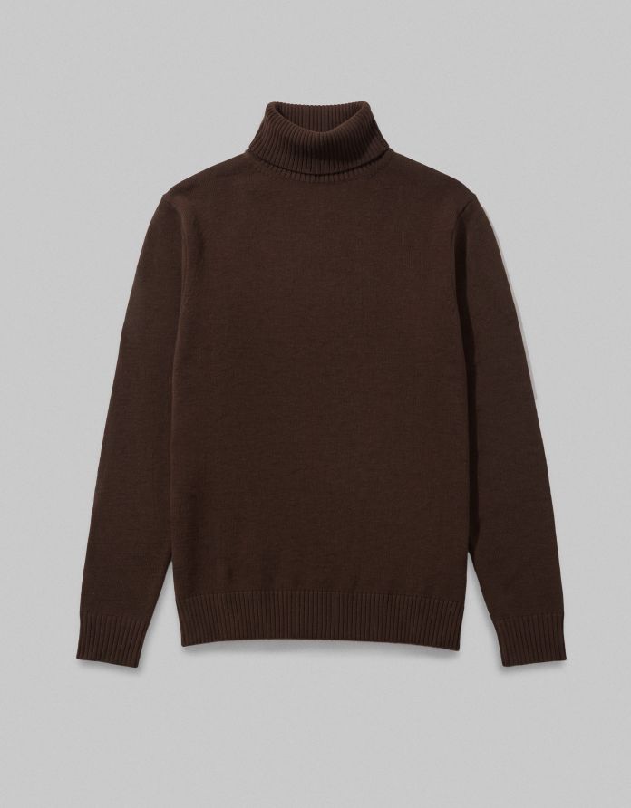 sweter z golfem godega tn brązowy