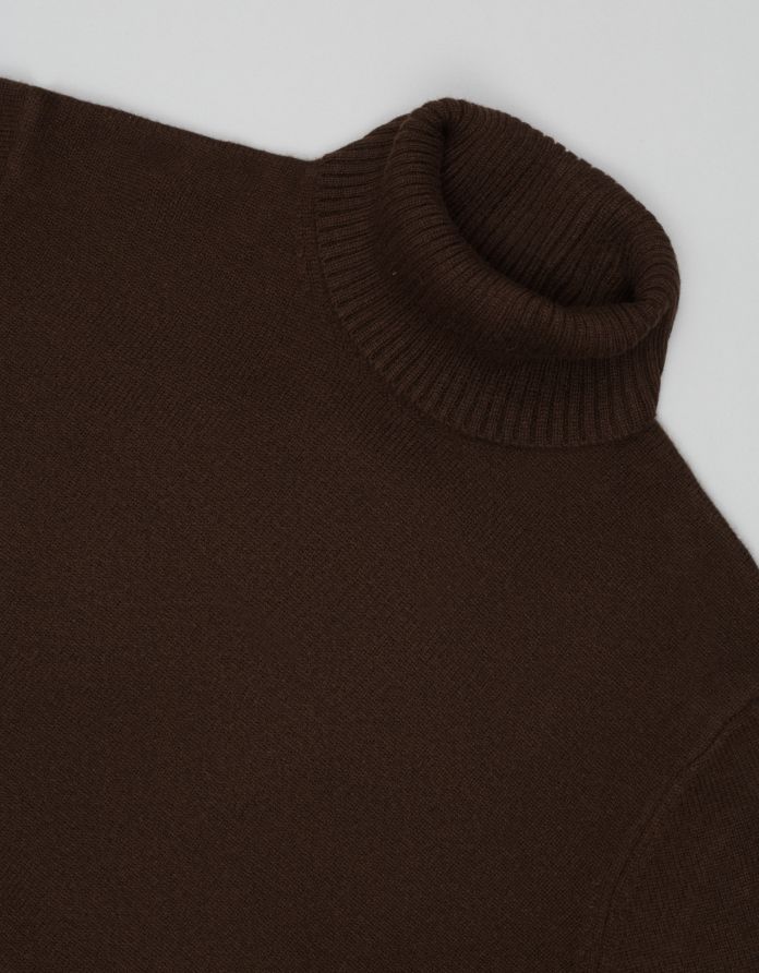 sweter z golfem godega tn brązowy