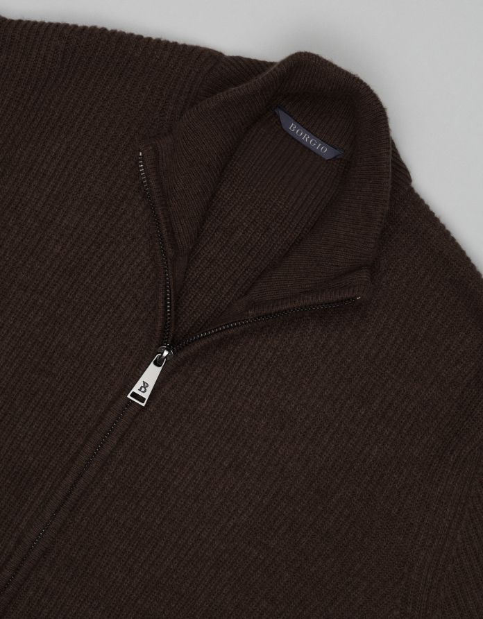 sweter rozpinany carezzano brązowy