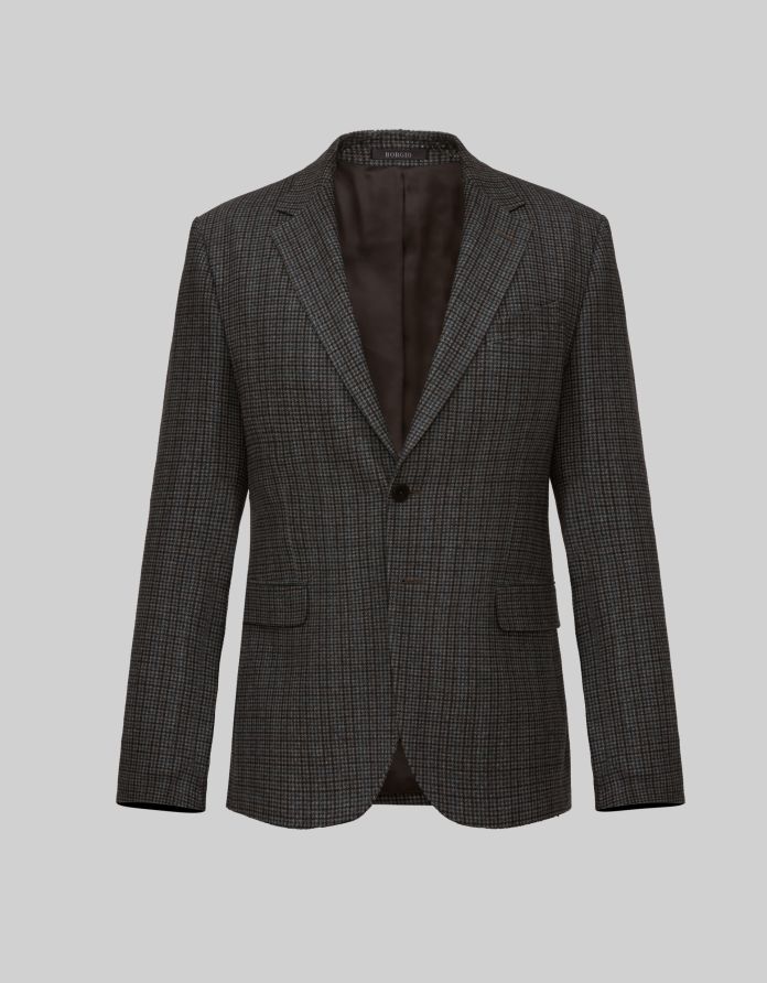 marynarka do zestawu petrizzi brązowa slim fit